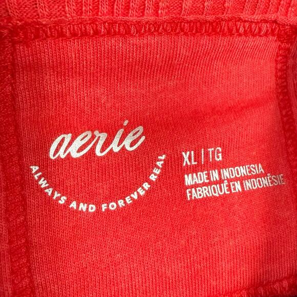 NWT Aerie essential layering long sleeve turtleneck red ribbed size XL - Picture 6 of 8